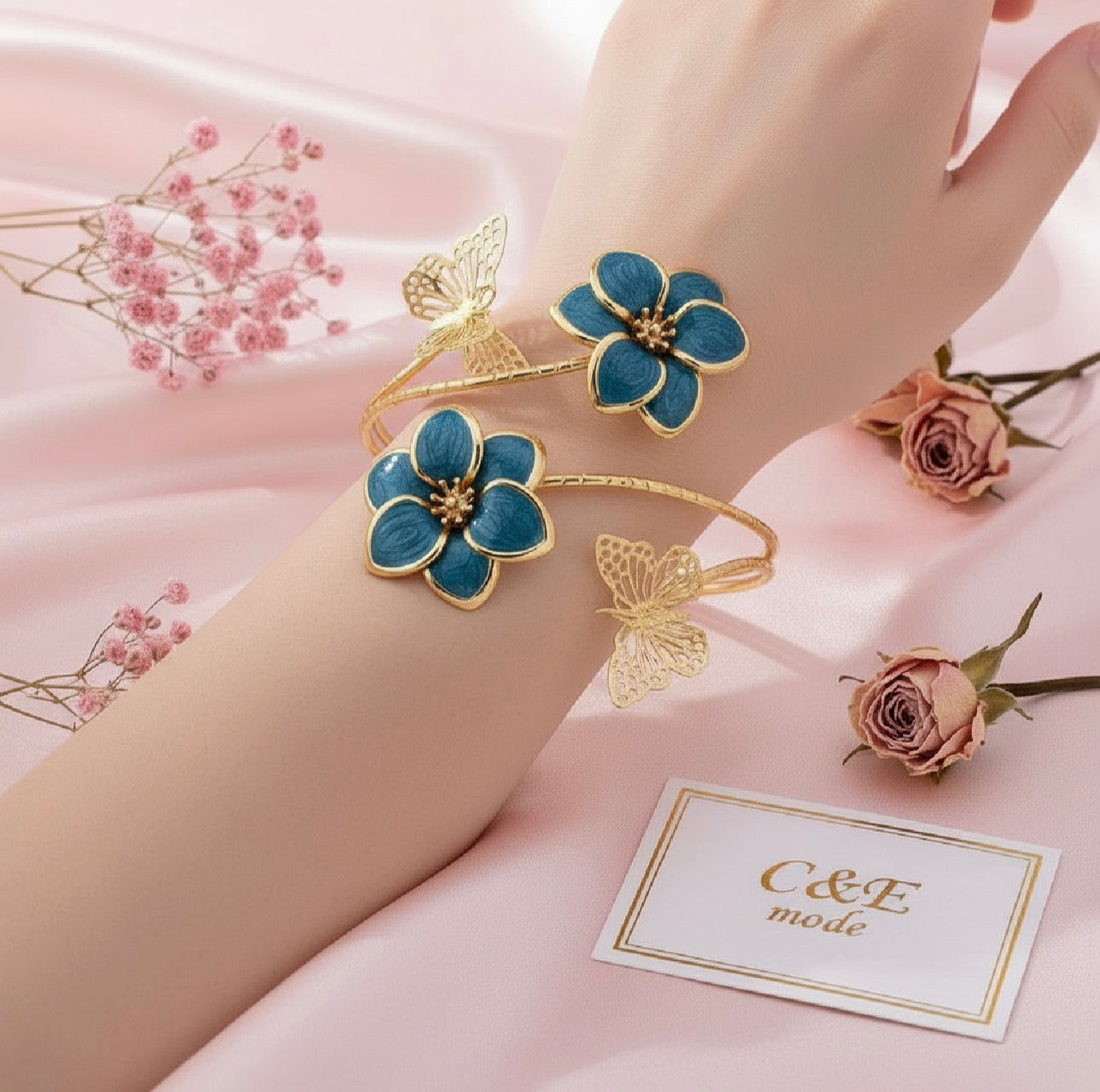 Bracelet Élégant Simple Avec Fleurs Et Papillons
