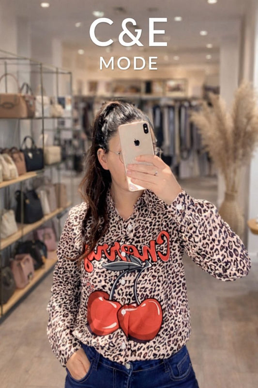 Chemise élégante motif léopard