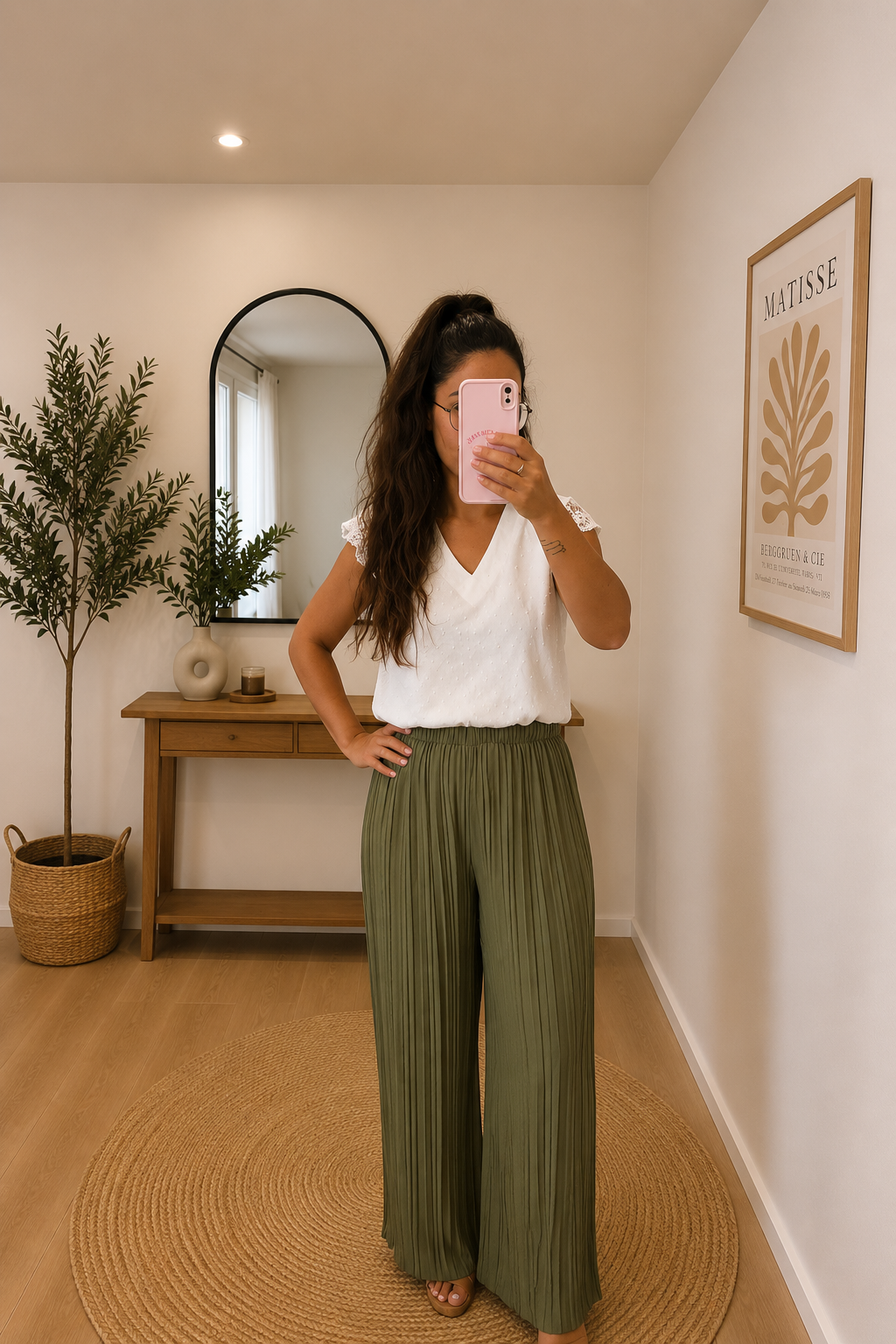 Pantalon plissée fluide kaki