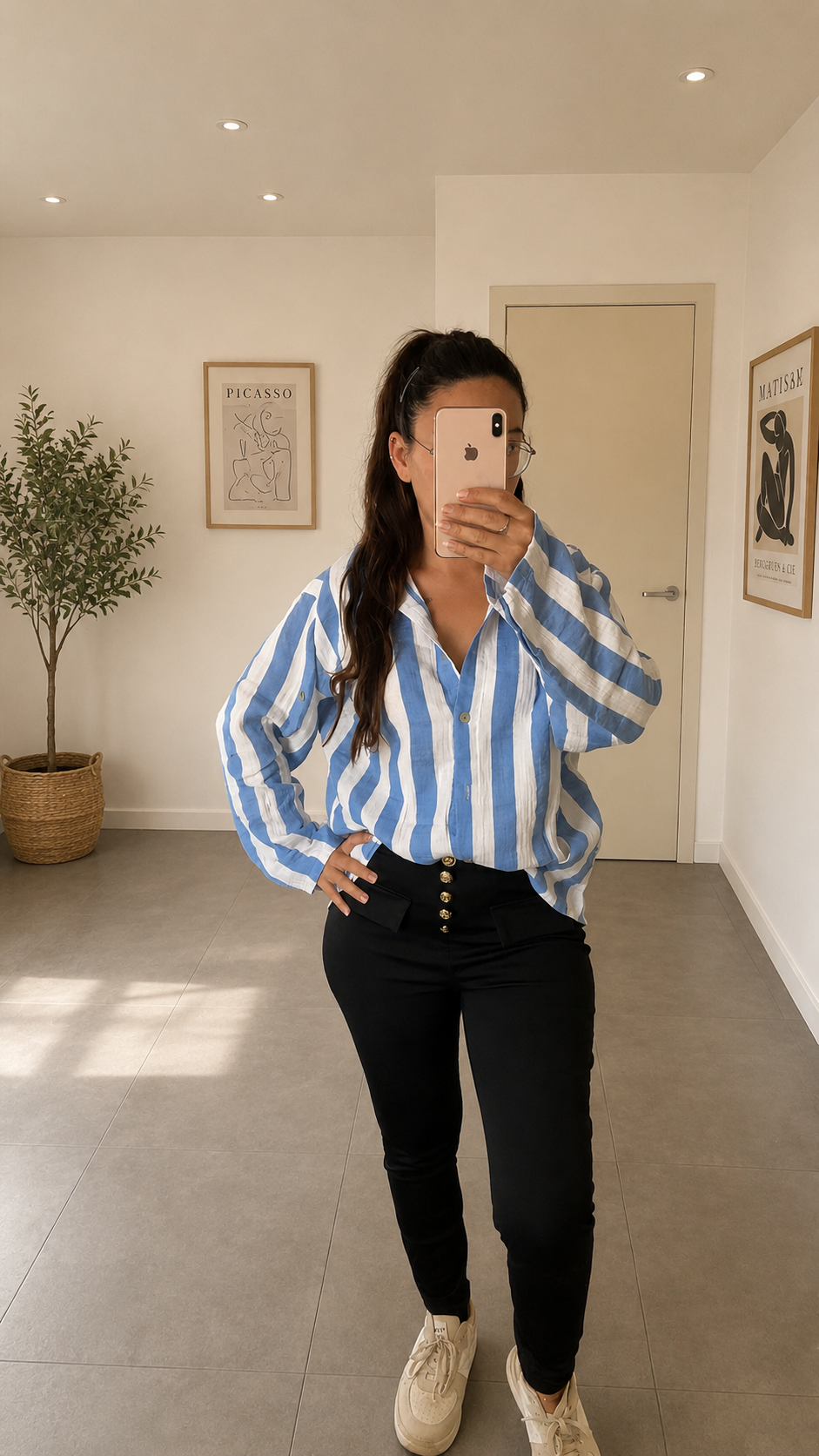 Chemise large gaze de coton à rayure 💙