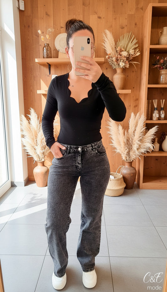 Jeans droit extensible noir