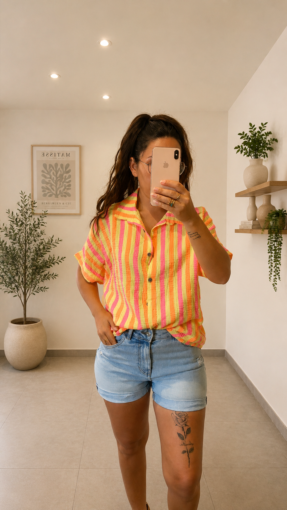 Chemise rayure gaze de coton jaune