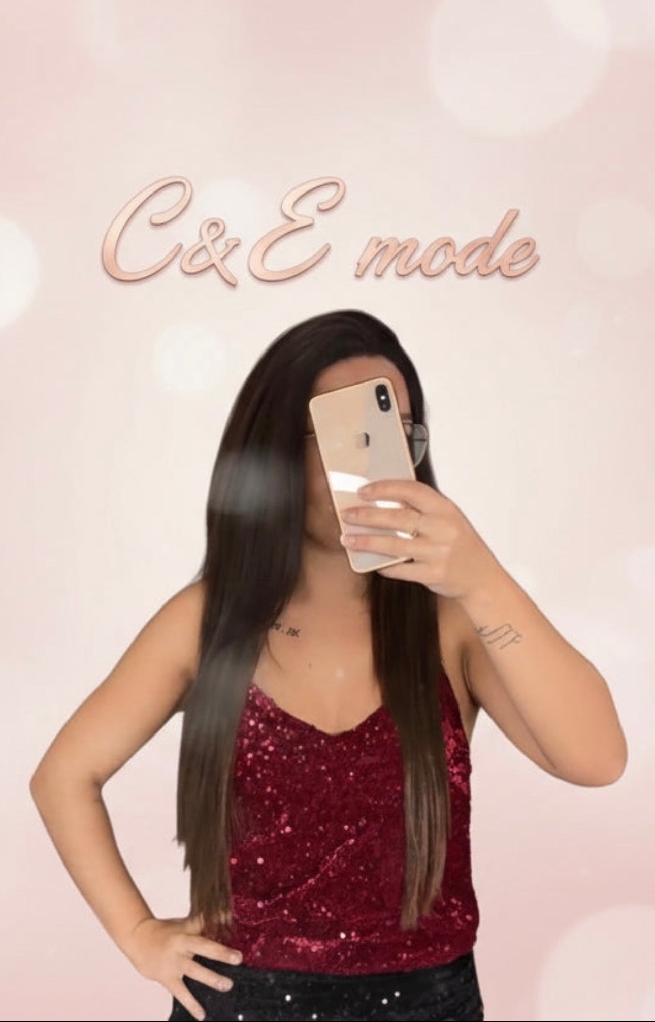 Top rouge en velours avec sequin