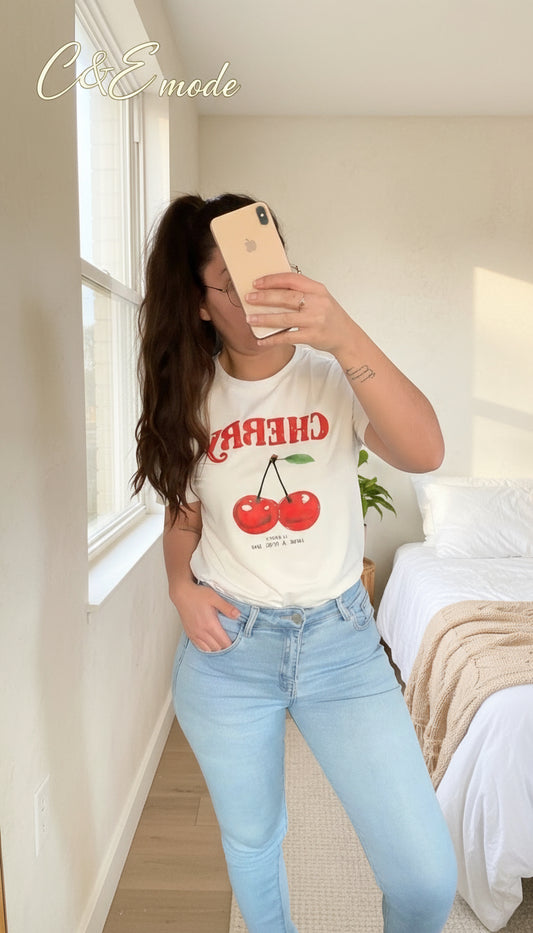 T-shirt Cherry blanc