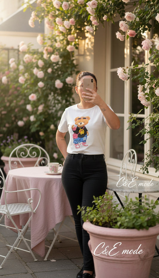 T-shirt nounours blanc