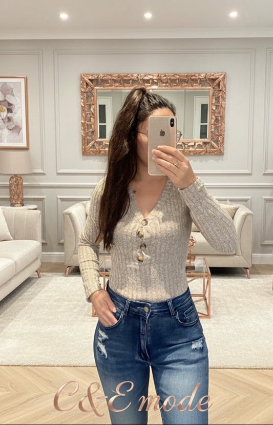 Body manche longue beige
