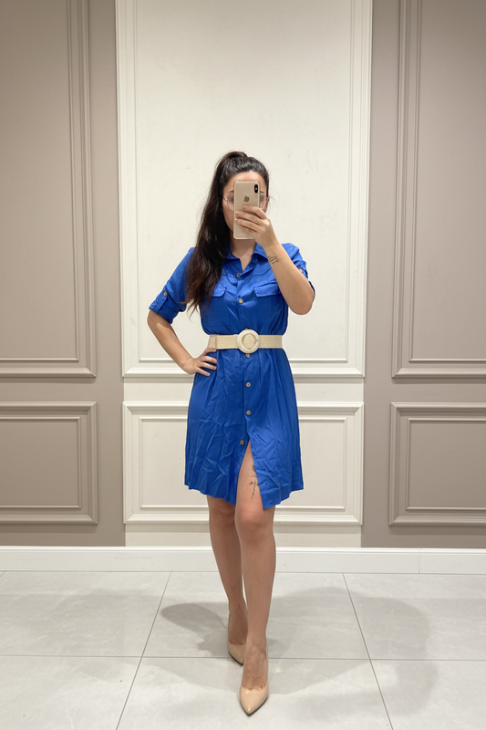 Robe Bleu Roi avec ceinture