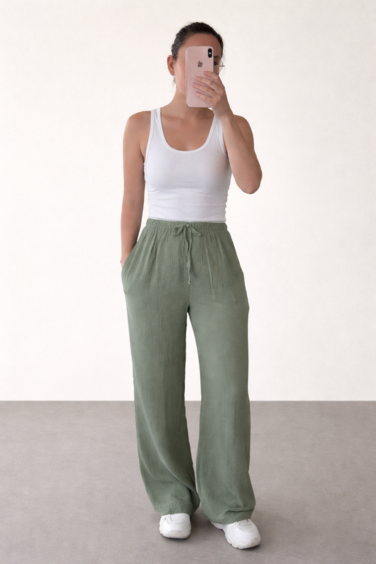 Pantalon fluide Kaki