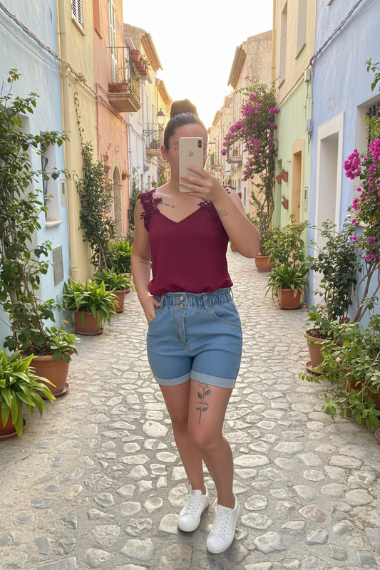 Short en jean bleu