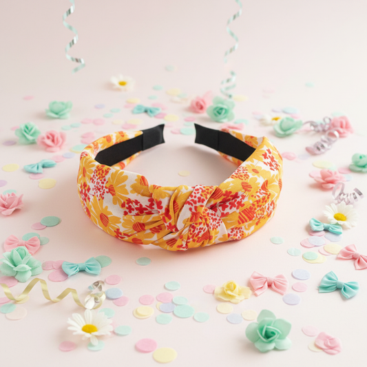 Bandeau fleuri orange et blanc