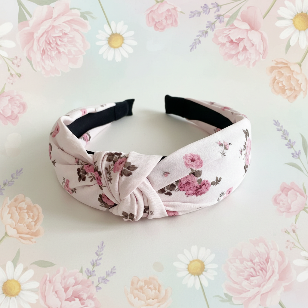 Bandeau fleuris rose clair