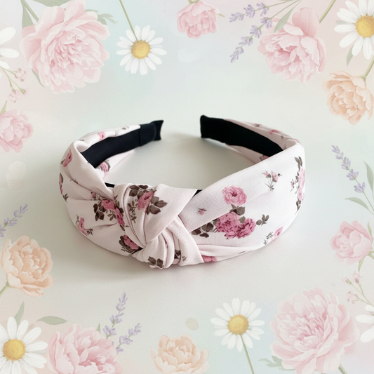 Bandeau fleuris rose clair