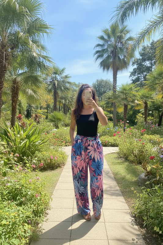 Pantalon MAGIQUE fleuri rose 🩷
