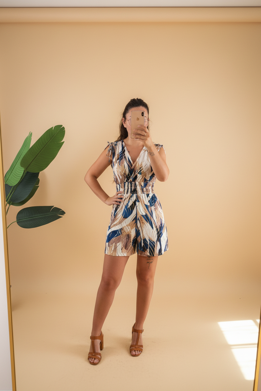 Combinaison short bleu foncé