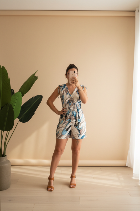 Combinaison short bleu ciel