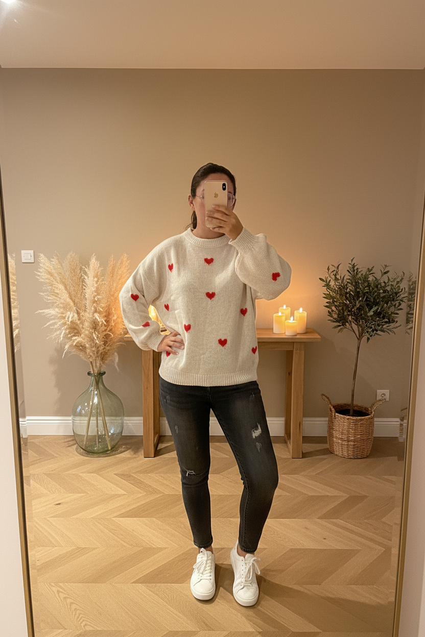 Pull en maille motif cœur ❤️