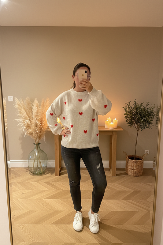 Pull en maille motif cœur ❤️