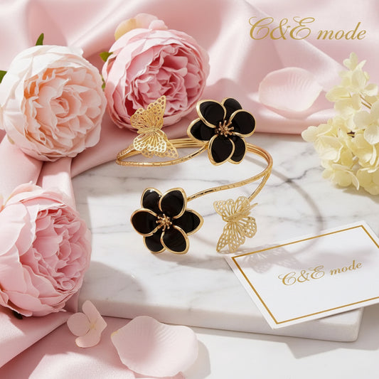 Bracelet Élégant Simple Avec Fleurs Et Papillons