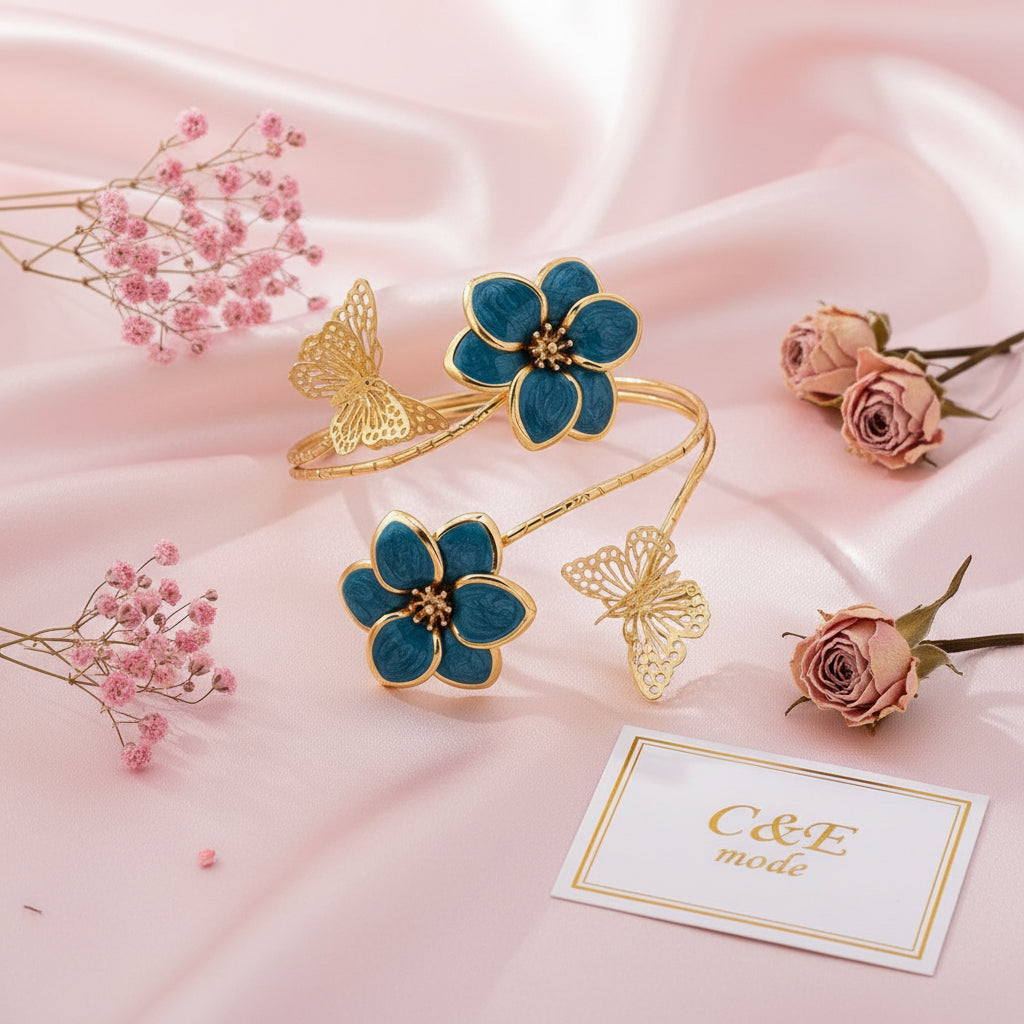Bracelet Élégant Simple Avec Fleurs Et Papillons