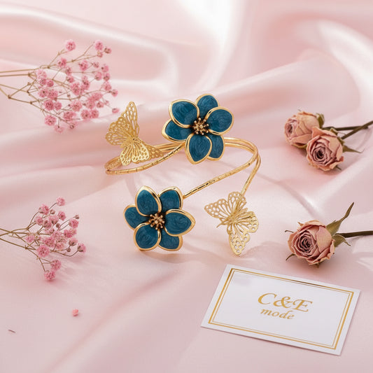 Bracelet Élégant Simple Avec Fleurs Et Papillons