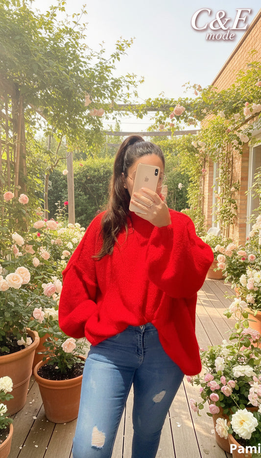 Pull laine Mohair rouge