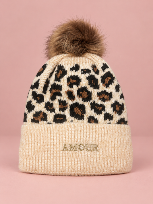 Bonnet léopard beige (Amour)