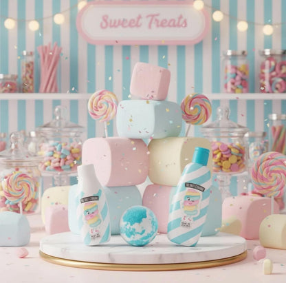 🍭 Coffret de Bain 4 pièces Candy Shop Guimauve